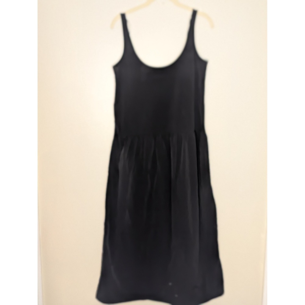 Zara Black Polyamide Sleeveless Dropped Waist Midi Dress with Pockets Small